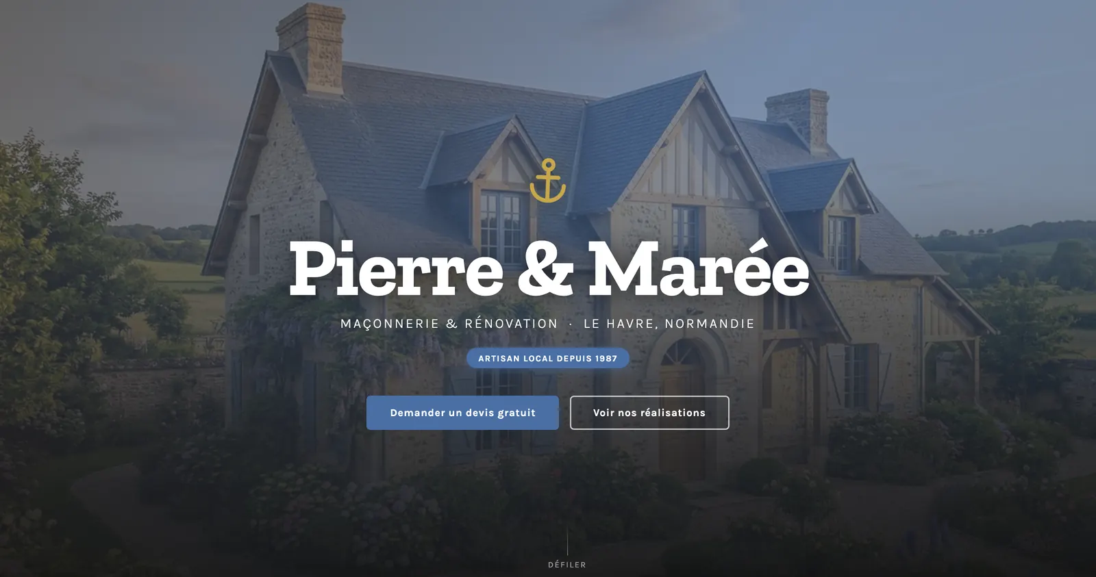 Pierre et Marée — artisan maçon normand au Havre, créé par Aminyo