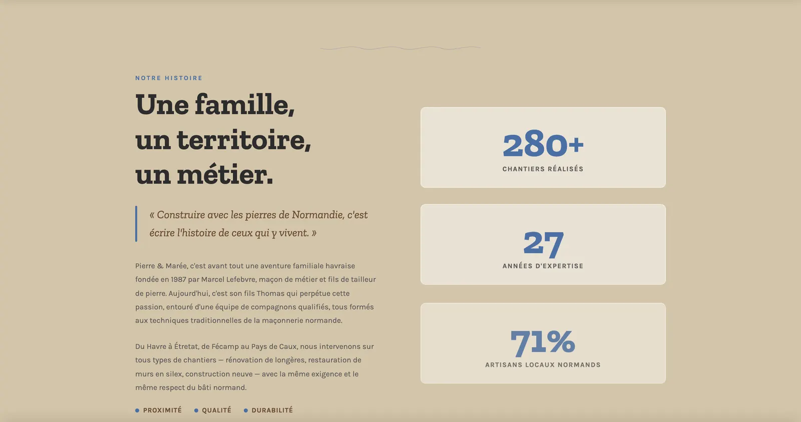 Pierre et Marée — histoire familiale de l'entreprise