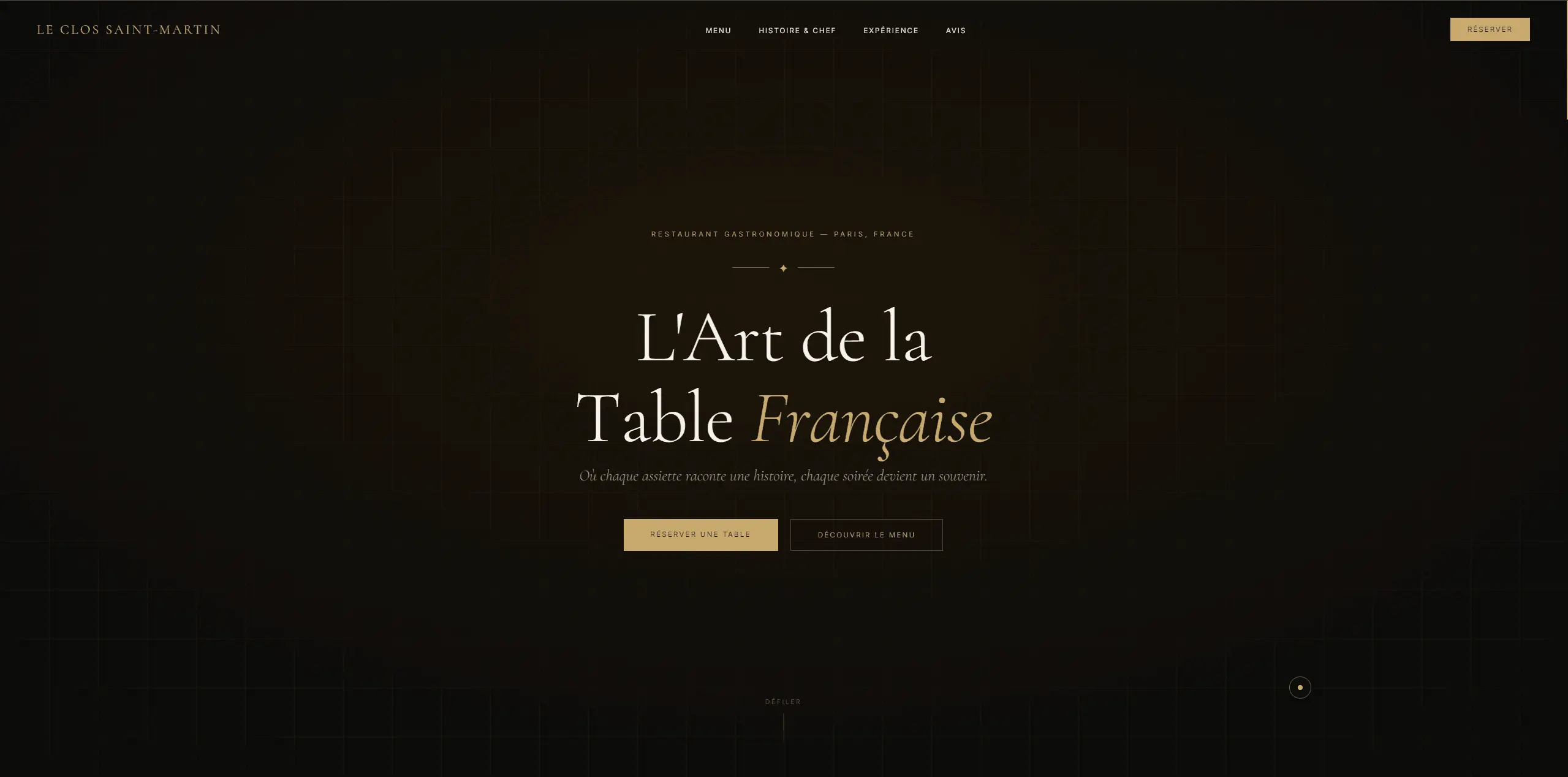 Création site web restaurant Le Clos Saint-Martin — Amodjo