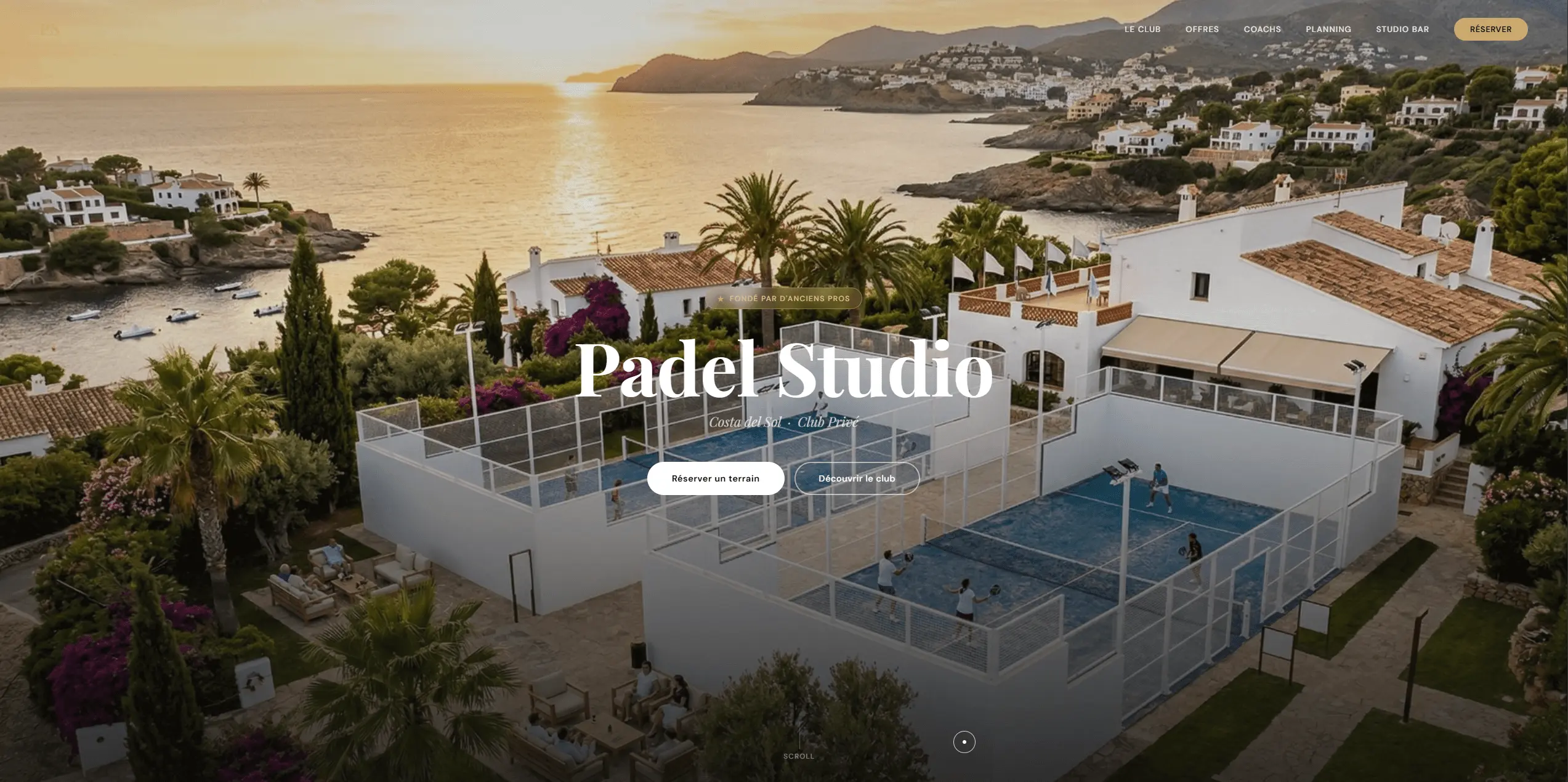 Site web landing page club de padel Padel Studio — Amodjo